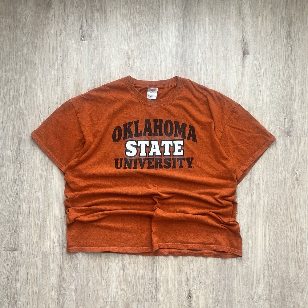 Oklahoma State University Cowboys OSU Orange Spell Out Graphic T Shirt Mens XL